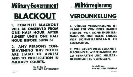 Plakat mit einer Verordnung der Militärregierung vom April 1945.