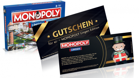 Die Monopoly Lingen Edition ist jetzt schon als Gutschein in der Tourist Info erhältlich. Das Spiel selbst kommt im März 2021 auf den Markt.