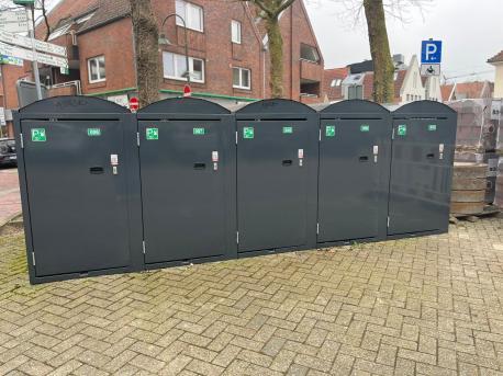 Fahrradboxen am Parkplatz „Zum Neuen Hafen“
