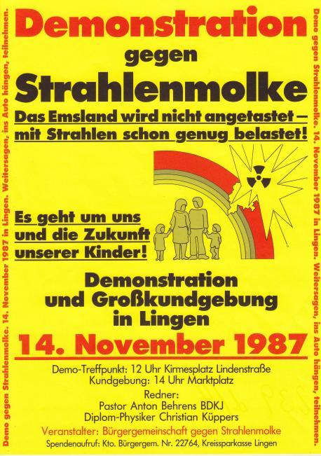 Aufruf zur Demonstration am 14. November 1987.