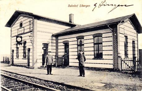 Der Bahnhof Elbergen auf einer alten Postkarte.