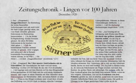 Zeitungschronik - Lingen vor 100 Jahren - Oktober 1920