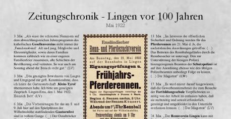 Zeitungschronik - Lingen vor 100 Jahren - Mai 1922